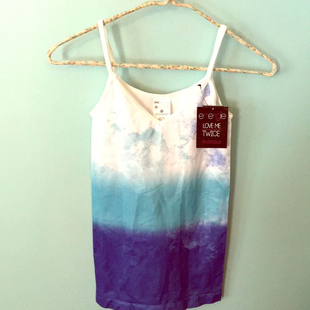Blue ombré reversible tank top w/adjustable straps